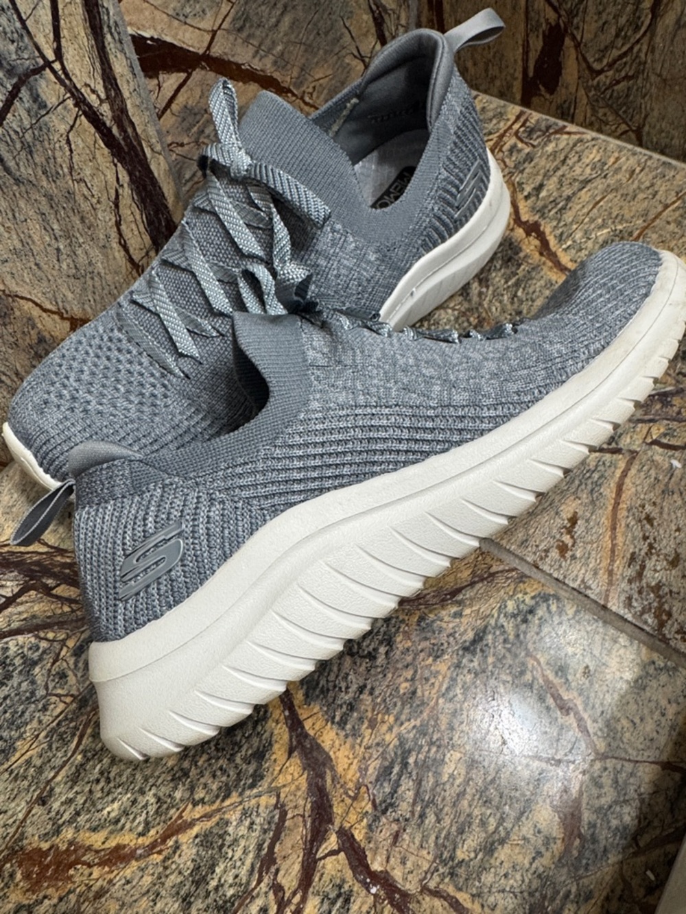 Skechers Women's Gray Knit Slip-On Sneaker with Memory Foam & Air Cooled